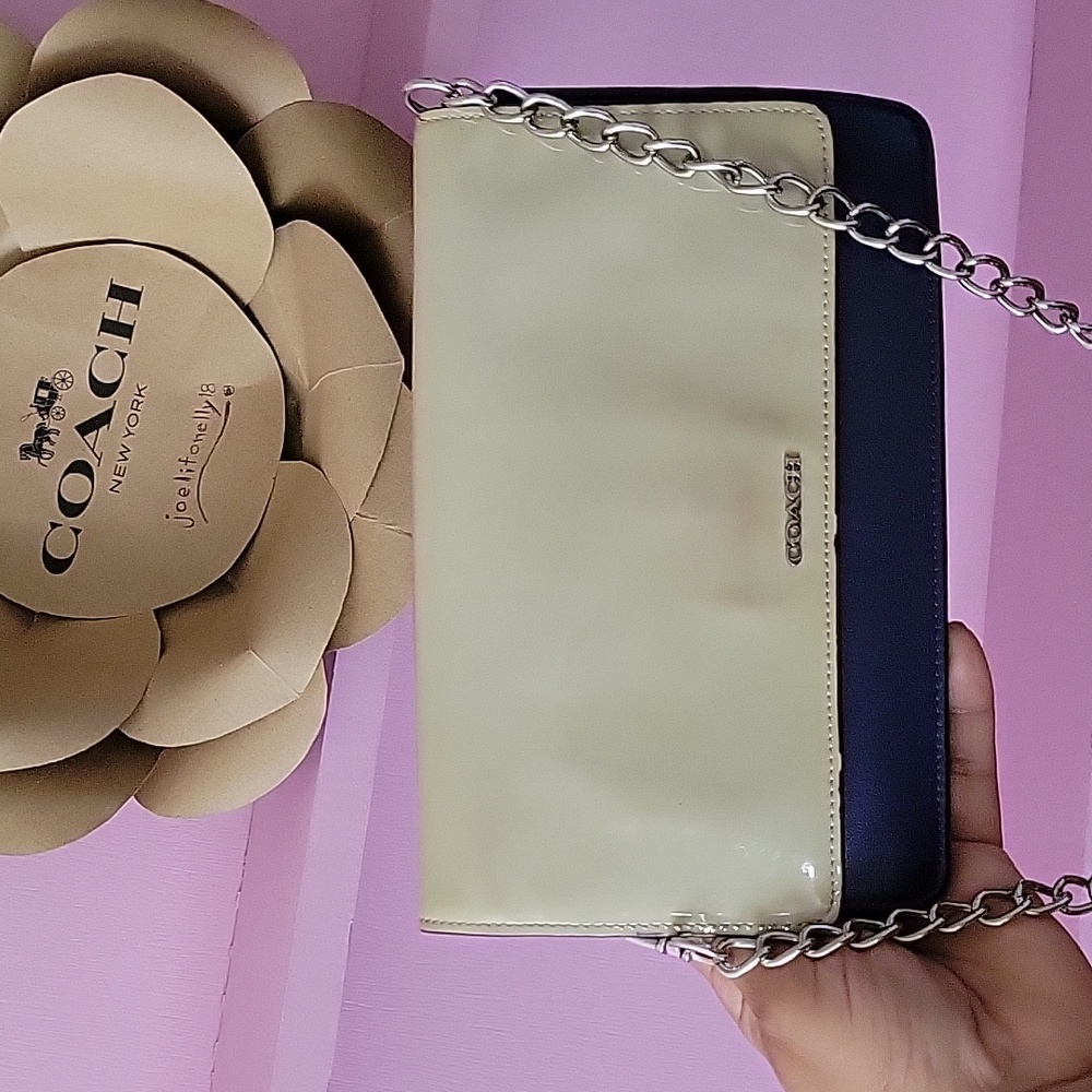 Coach Color-block  patent leather y blue leather  Shoulder mini bag